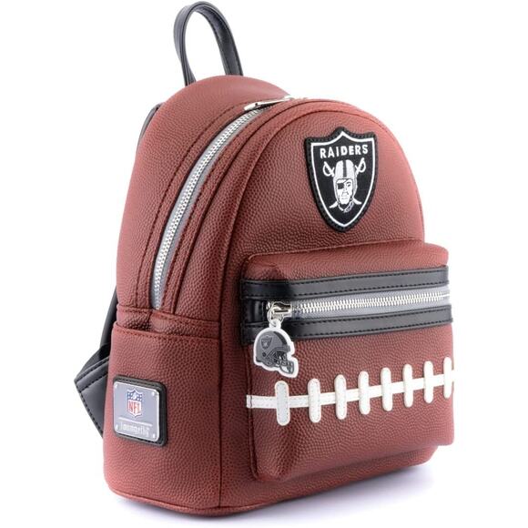 Loungefly NFL Las Vegas Raiders Football Team Pigskin Mini Backpack Back Pack - Picture 8 of 9